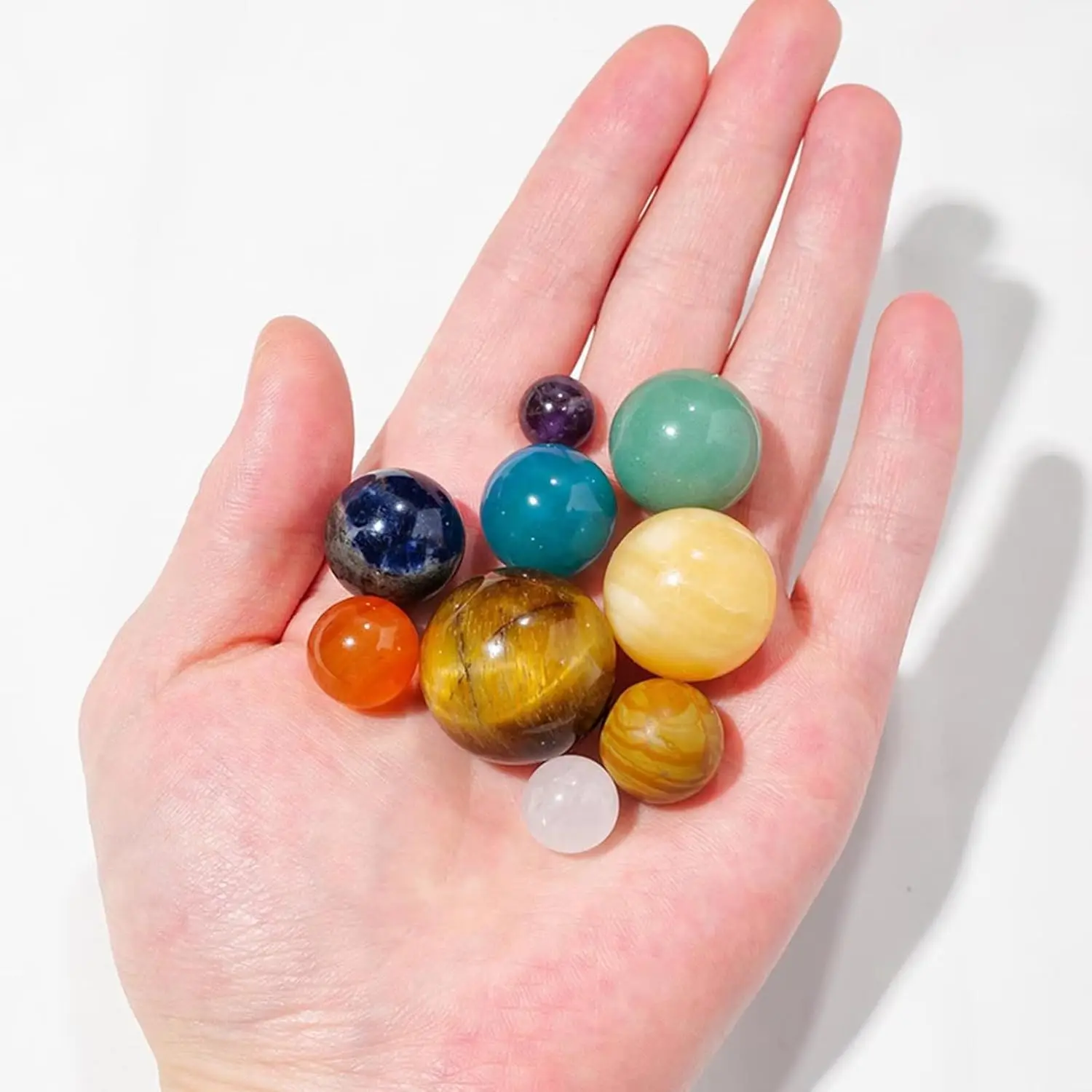 شقرا شفاء كريستال المجال الكرة ، 9 كواكب النظام الشمسي مكتب ديكور ، الأحجار الكريمة المجال غالاكسي الكون نموذج مكتب مكتب منزلي #3