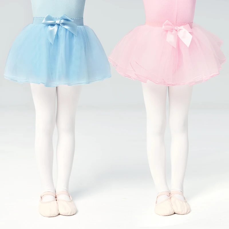 여아용 발레 투투 스커트, 부드러운 원사 얇은 명주 그물 스커트, 흰색 탄성 발레 레오타드 스커트, 푹신한 4 겹 핑크