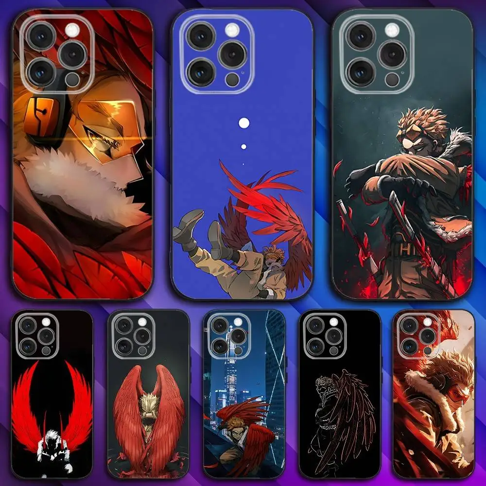 

Anime My Hero H-Hawks Phone Case For iPhone 17,16,15,14,13,12,11,Pro,Max,Plus,X,XS,SE4,E,Mini,Soft Black Case