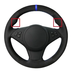 Car Steering Wheel Cover Black Genuine Leather Suede For BMW E60 E63 E64 Cabrio M6 2005 2006 2007 2008 2009 2010