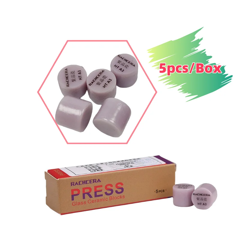 

5Pcs/Box Dental RACHCERA Press Ingot Lithium Disilicate Blocks HT/LT/MO Ceramic Emax for dental Lab Lithium Disilicate Press