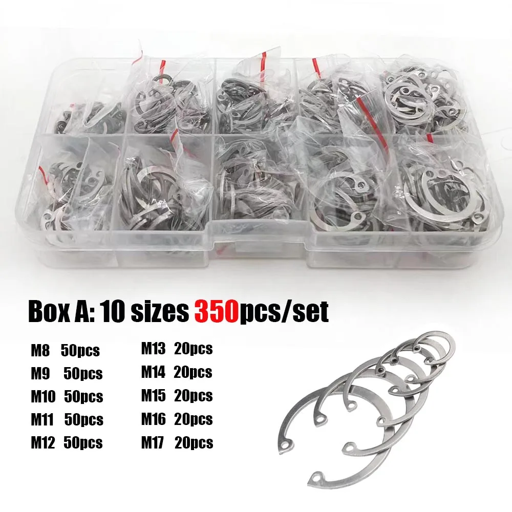 350/700X/set M8-M24 GB893 304 Stainless Steel Steel C Type Internal Circlip Retaining Clip Snap Ring for Hole Assortment Kit Set