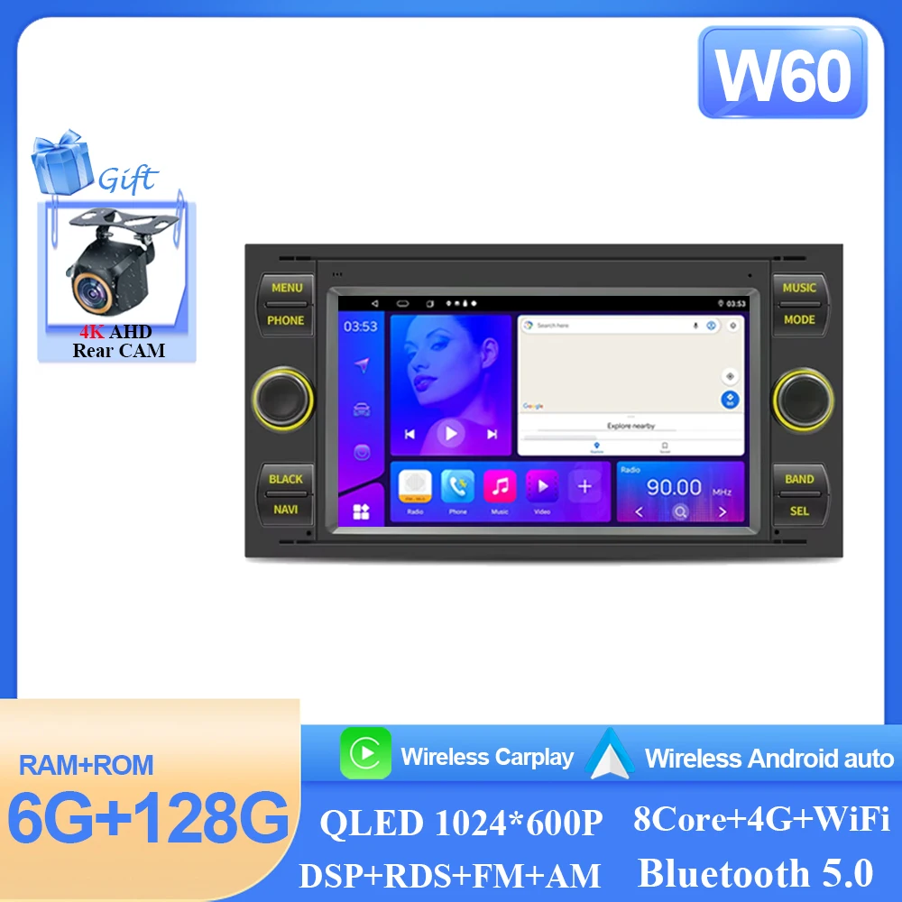 Android15 Autoradio Wifi Navi Voor Ford Mondeo S-max Focus C-MAX Galaxy Fiesta Transit Fusion Connect Kuga multimedia GPS BT WIFI - afbeelding 1
