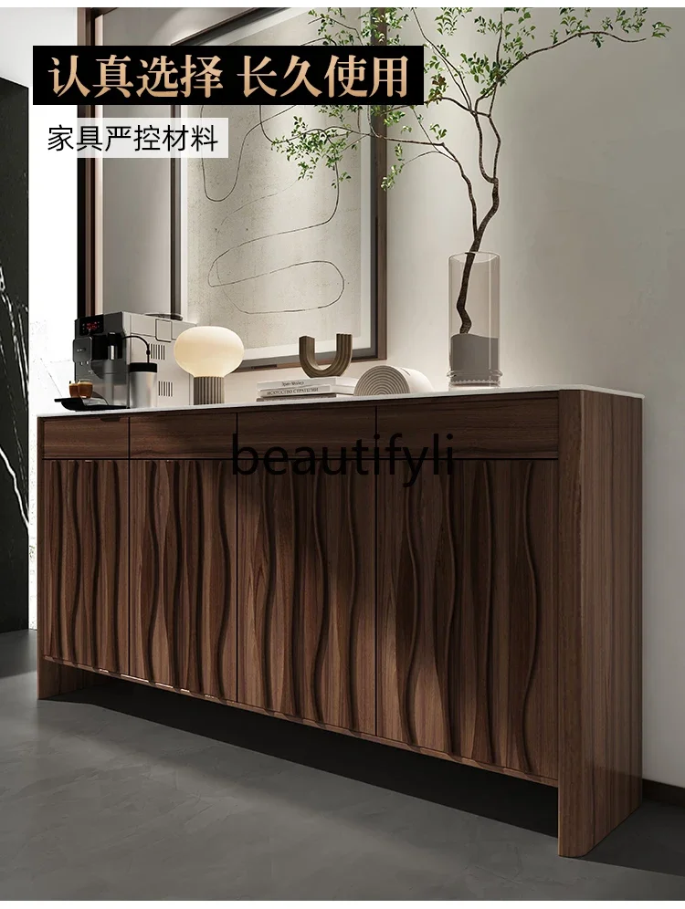 Solid wood shoe cabinet Italian minimalist rock slab mystery cabinet storage decorative partition cabinet at the entrance