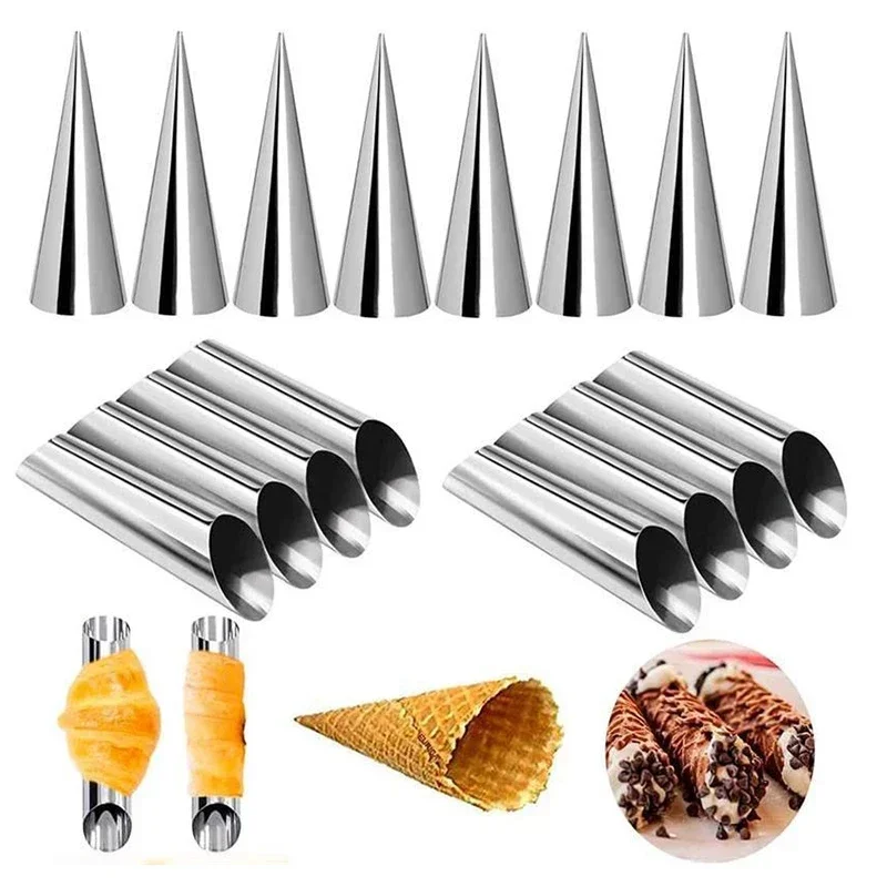 23Pcs/Set Kitchen Stainless Steel Baking Cones Cream Horn Mold Pastry Roll Cake Mold Cookie Dessert Baking Tool Baking Accessory