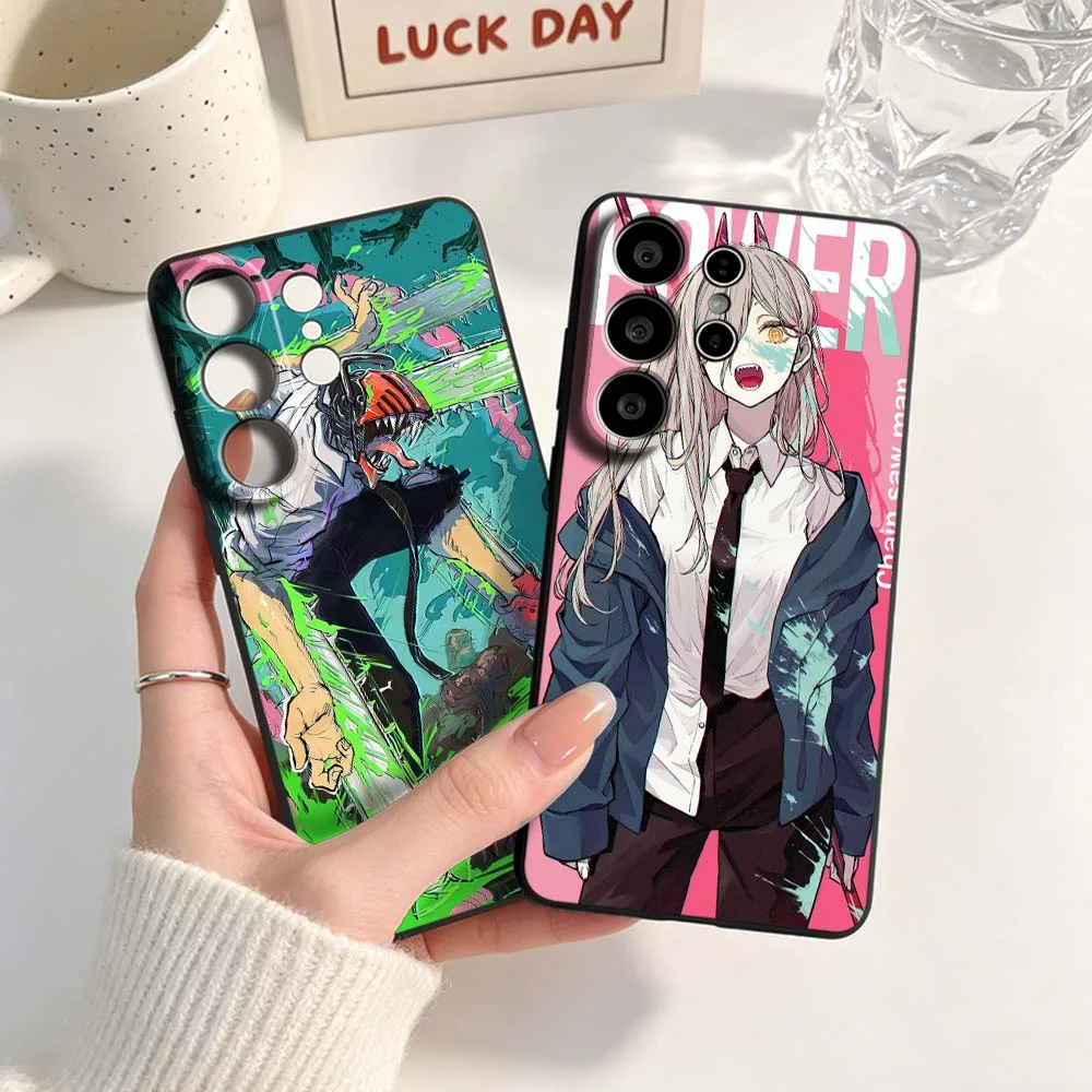 

Anime Chainsaw Man Comics Phone Case For Samsung Galaxy S26 S25 S24 S23 S22 S21 S20 Pro Edge Ultra Plus FE 5G Black Cover
