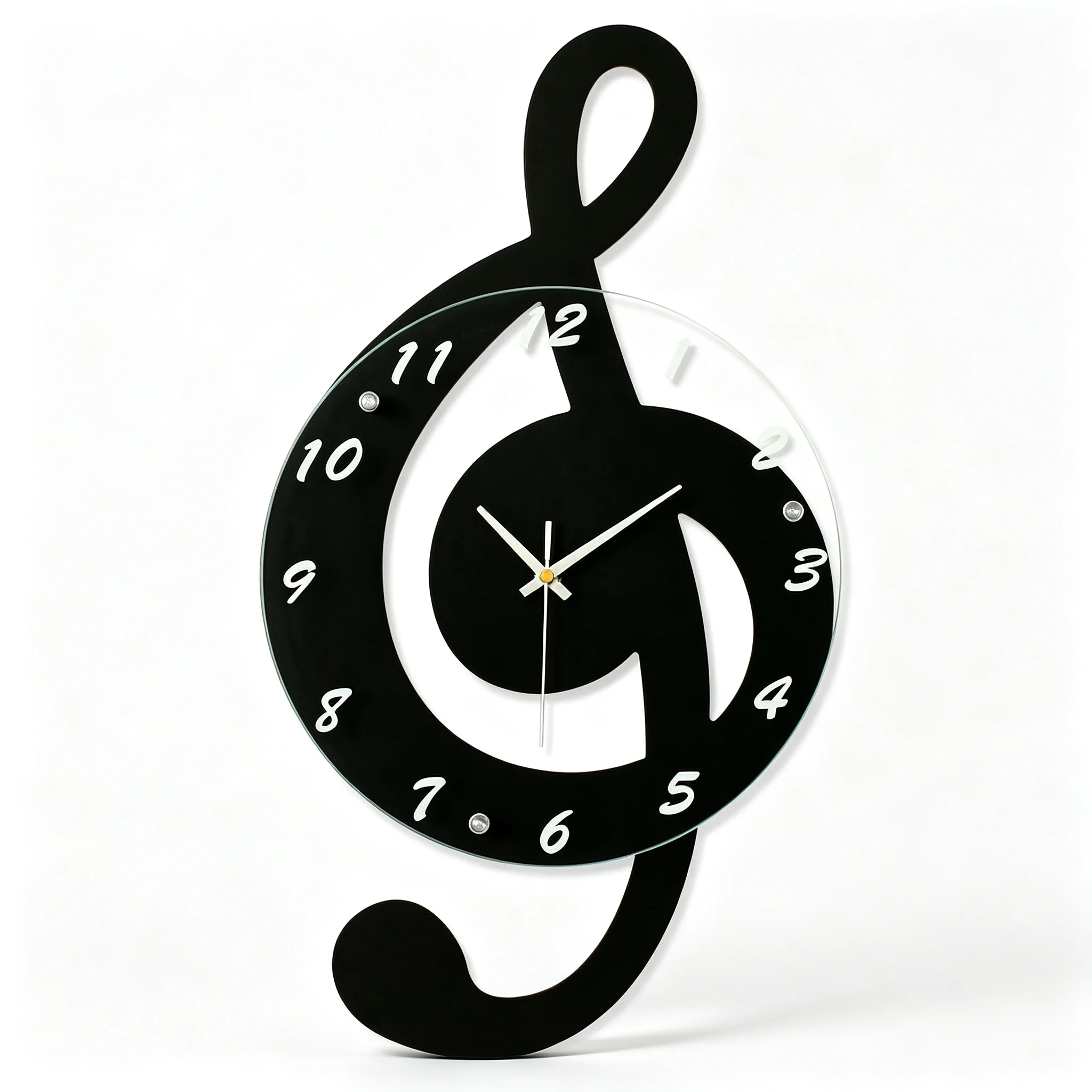 Creative Treble Clef Music Note Wall Clock Silent Non-Ticking Modern Art Decor for Living Room Bedroom Kids Room Music Studio