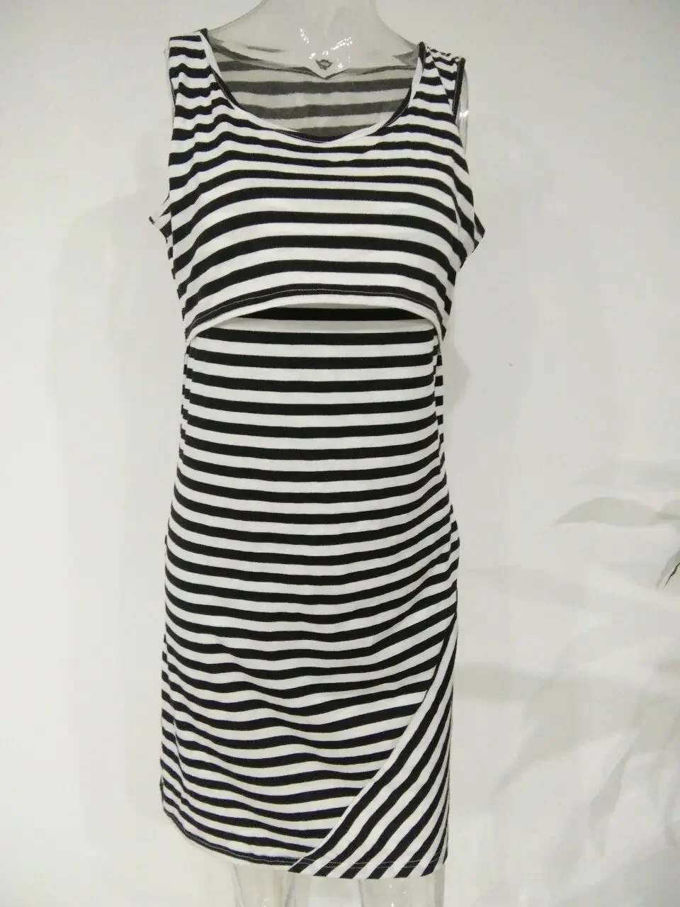 Maternity Nursing Tank Top Sleeveless Striped Dress Baby  Mom Nursing Women Wear