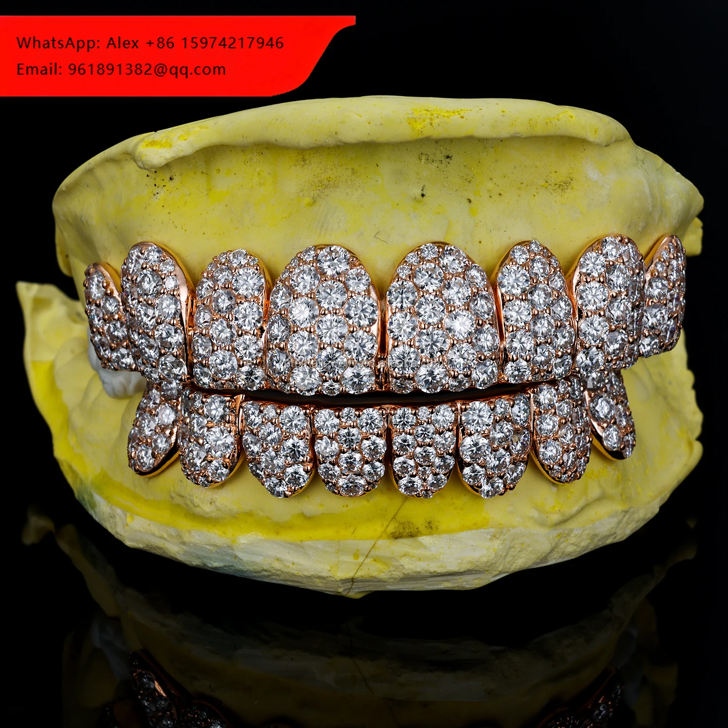 

Factory Custom Top Bottom Lab Diamond Grillz Moissanite S925 Silver 10k 14k 18k Solid Rose Gold Iced Out Teeth Grillz