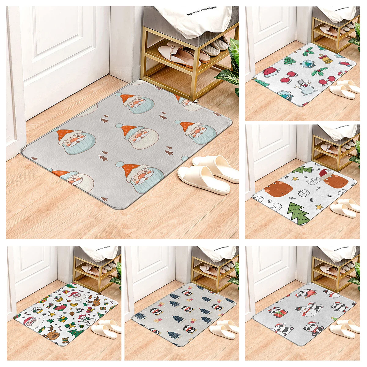 House entrance carpet Home door mat Living Room Bath Foot bathroom non-slip water absorption rugs bath Merry Christmas winter