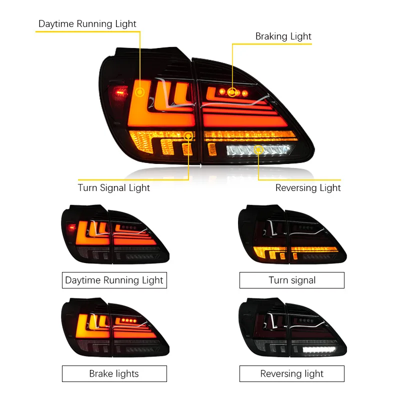 أضواء خلفية Led لسيارة لكزس RX 1998-2002 مجموعة المصابيح الخلفية