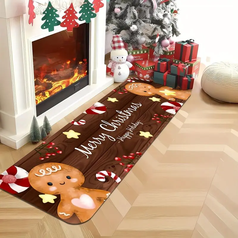 VIKAMA Fall Kitchen Rug Pumpkin Maple Leaf Print Floor Mat Non Slip Washable For Kitchen Sink Dining Room Holiday Decor