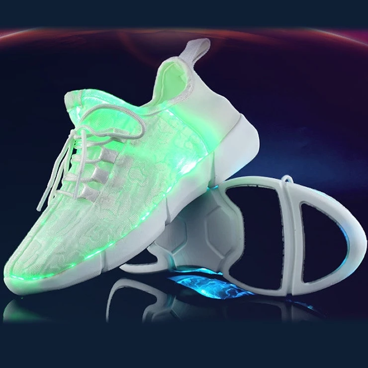 Fiber LED Shoes Light up Flashing -7 Monochrome LED Shoes Halloween Adult Boys Girls Women Children USB charging