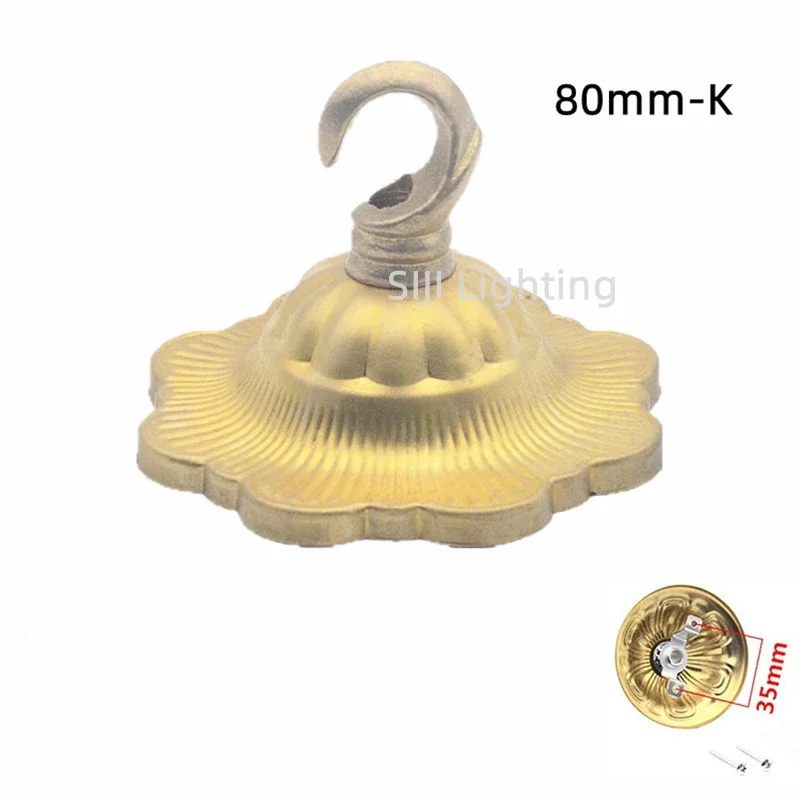 Retro Lamp Base Brass Ceiling Rose Copper Ceiling Canopy Ceiling Plate with Ceiling Hook Rings Vintage Chandeliers Pendant Light