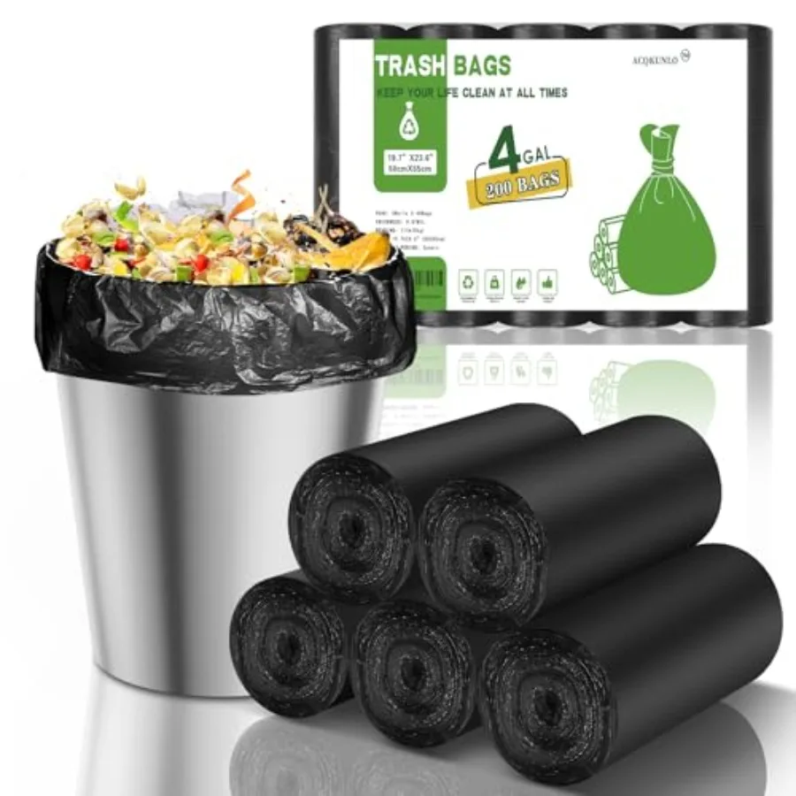 

lon Biodegradable Trash Bag - Small Garbage Bags For Bathroom Can -6 lon Counts Compostable Kitchen Unscented Recycling Little