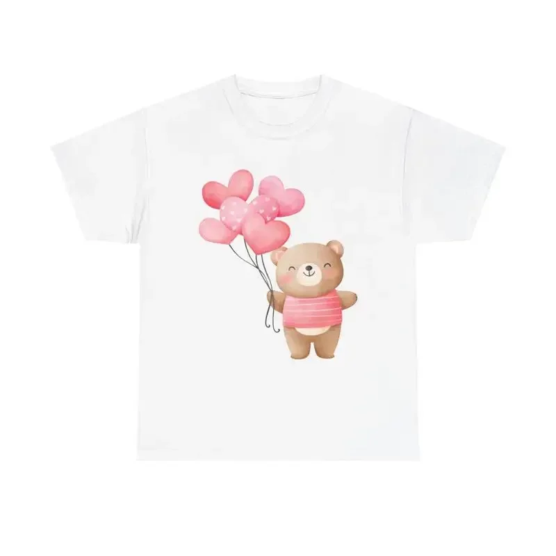 Cute Bear Heart Balloons T Shirt valentine s day love cuddly gift watercolor