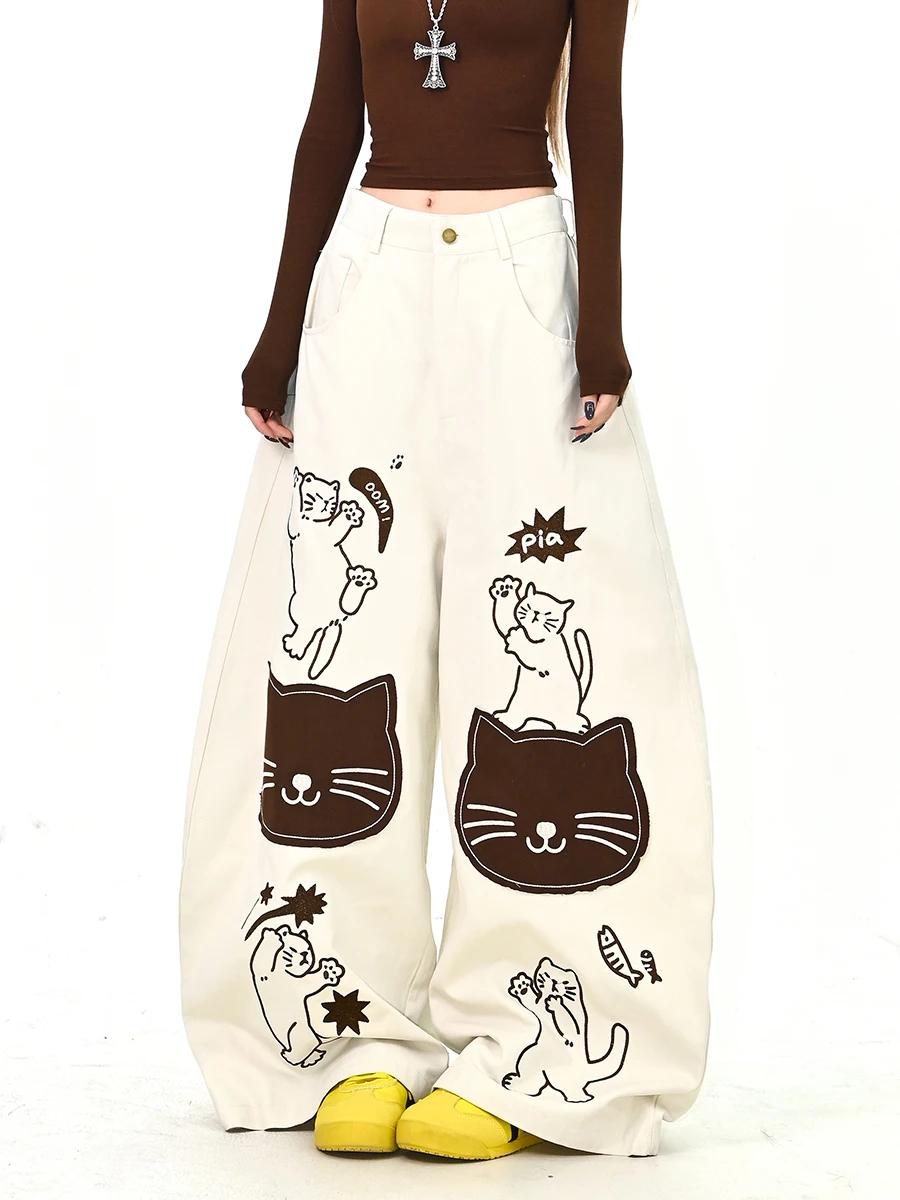 

Женские широкие брюки свободного кроя в корейском уличном стиле, весна 2026, повседневные прямые длинные брюки