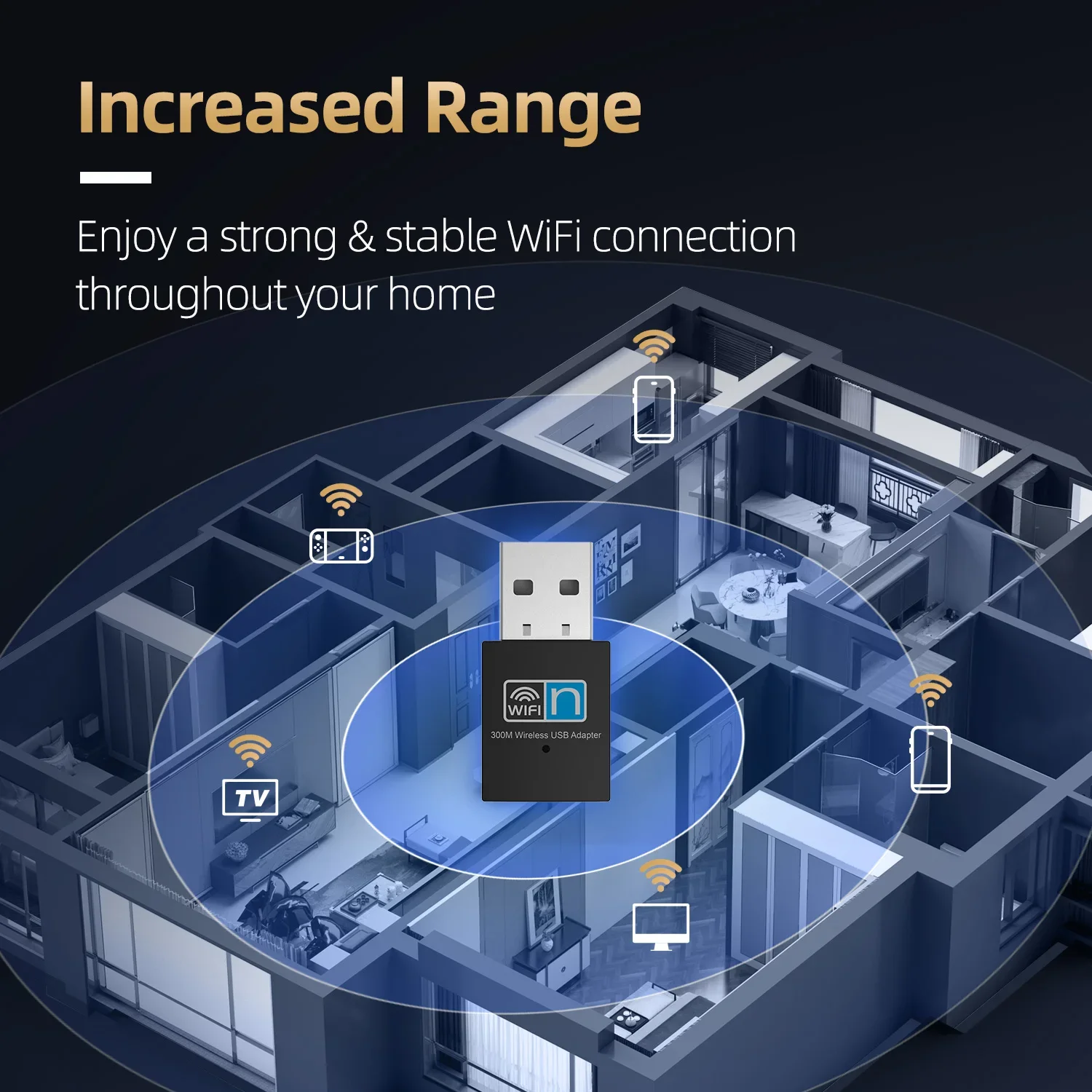 Pix-link adaptor Wifi Usb Mini, untuk Pc Windows Mac 300Mbps adaptor Wifi 2.4GHz jarak jauh USB 2.0 kartu jaringan nirkabel