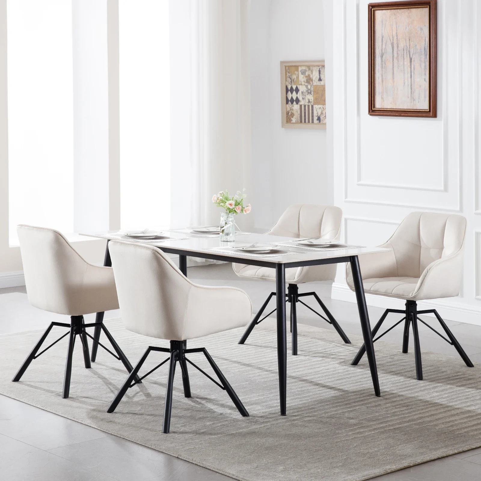 WOLTU 2 Stück/Set gepolsterter, bequemer Küchenstuhl, drehbarer Esszimmerstuhl mit Armlehnen und Rückenlehne für Restaurant, Wohnzimmer, Zuhause – Detail 19