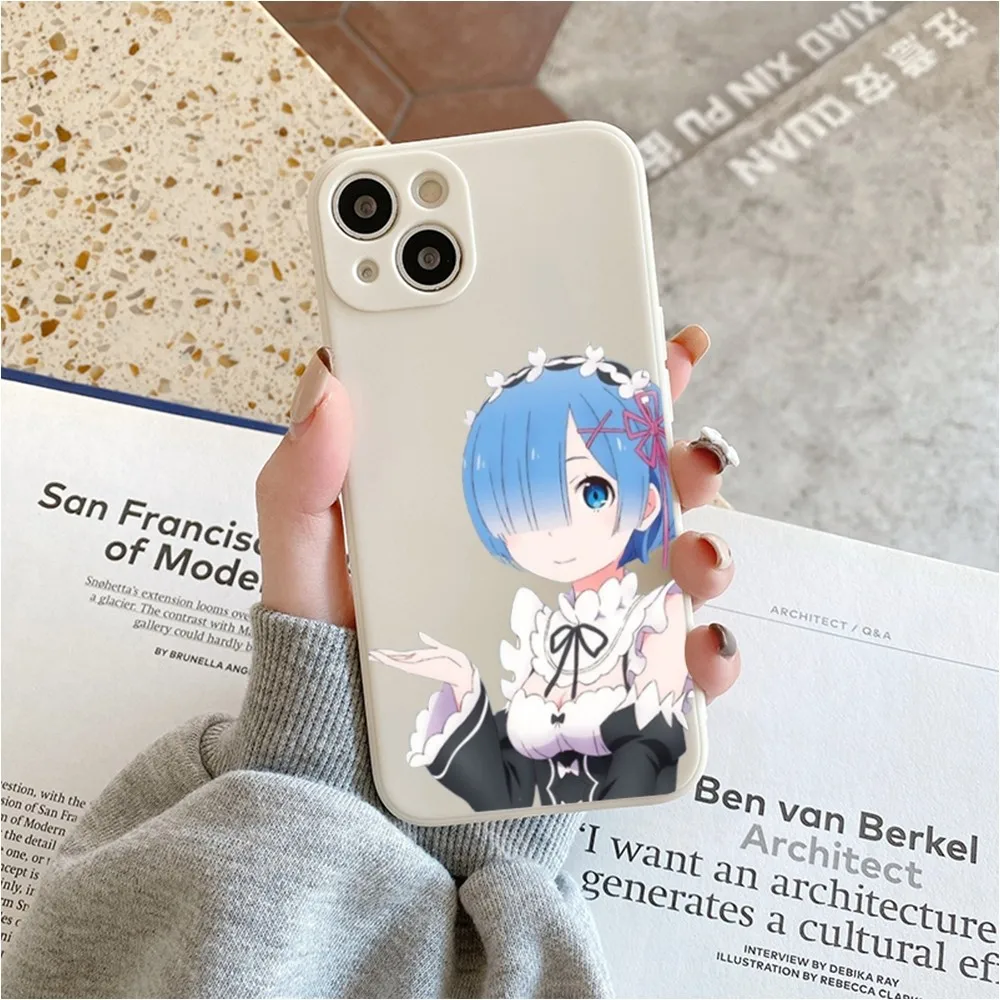 R-ReZero R-Ram R-Rem Anime Phone Case For Iphone 11 13 14 Pro Max X Xr Xs Max Se2020 12mini White Cover Case