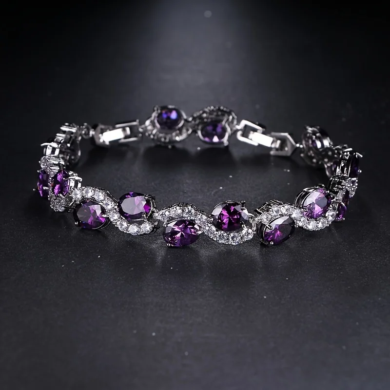 1pc Elegant and Dazzling Purple Oval Bracelet Suitable for Women's Daily Wear and Banquets As Well As Holiday Gifts for Friends