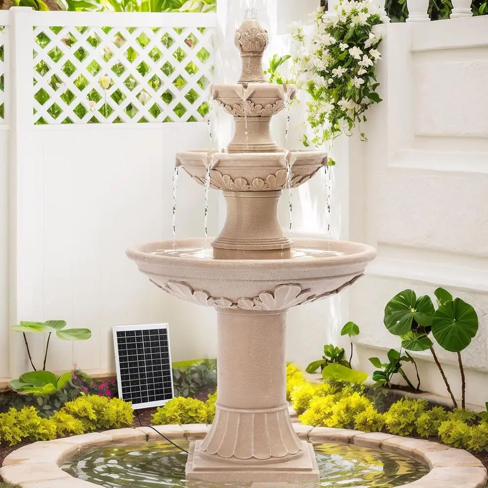 

3-Tier Cascading Bubbler Fountain, 48.4 Tall Outdoor Waterfall for Home Yard Decor