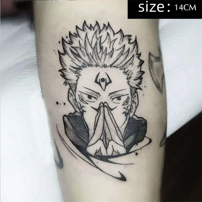 

Anime Jujutsu Kaisen Temporary Tattoos Cartoon Itadori Yuji Arm Waist Leg Body Art Waterproof Fake Tattoo Sticker for Woman Man