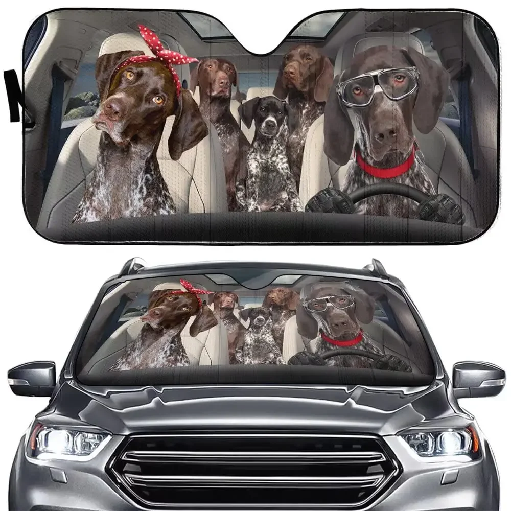 German Shorthaired Pointer Dog car Sunshade, Front Windshield Sunshade, Foldable Storage 57x27.5 inches, car Sunshade