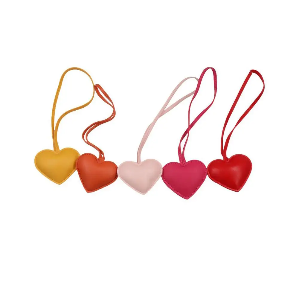 Trendy PU Leather Heart Keychain Love Car Keyring PU Leather Hanger Cartoon 14 Colors Bag Pendant Women