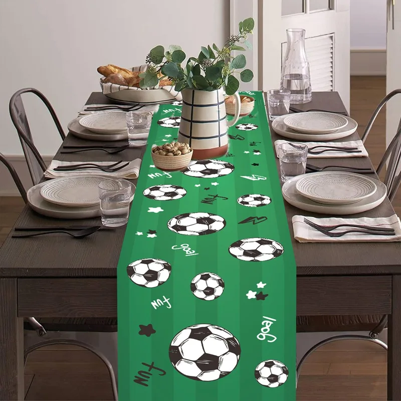 1pc Soccer/Football Party Table Flag Table Centerpiece Soccer Birthday Decorations Sports Theme Party Table Runner Table Cover view 4
