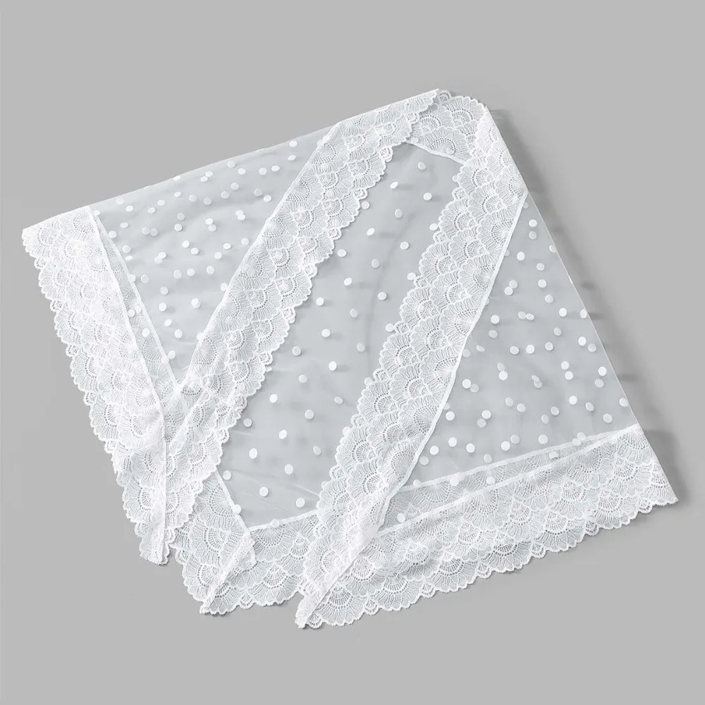 

Белая треугольная фата-вуаль для невесты, черная тюлевая сетчатая весенняя кружевная шаль, полиэстеровый головной убор, треугольная шаль в горошек для помолвки