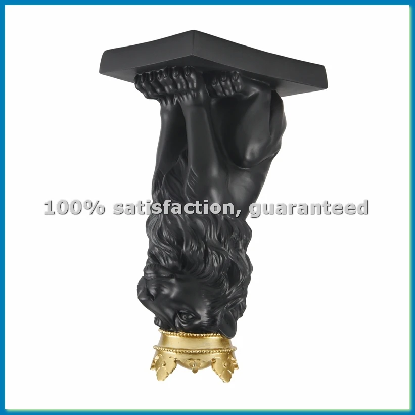 Abstract Crown Lion Statue Home Office Bar Male Lion Faith Resin Sculpture Crafts Animal Art Decor Ornaments - Black-AT35