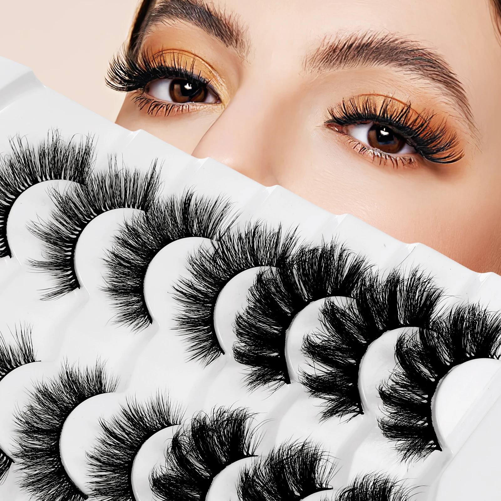

7 Pairs False Eyelashes Natural Wispy Extensions Reusable Fiber Clusters Full Lashes Safe Comfortable Daily Party
