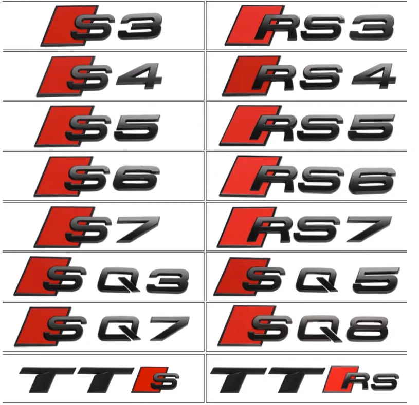 3D ABS Car Stickers and Decals For Audi RS S3 S4 S5 S6 S7 S8 A3 A4 A5 A6 A7 A8 Q3 Q5 Q7 TT Rear Trunk Body Emblem Badge Stickers