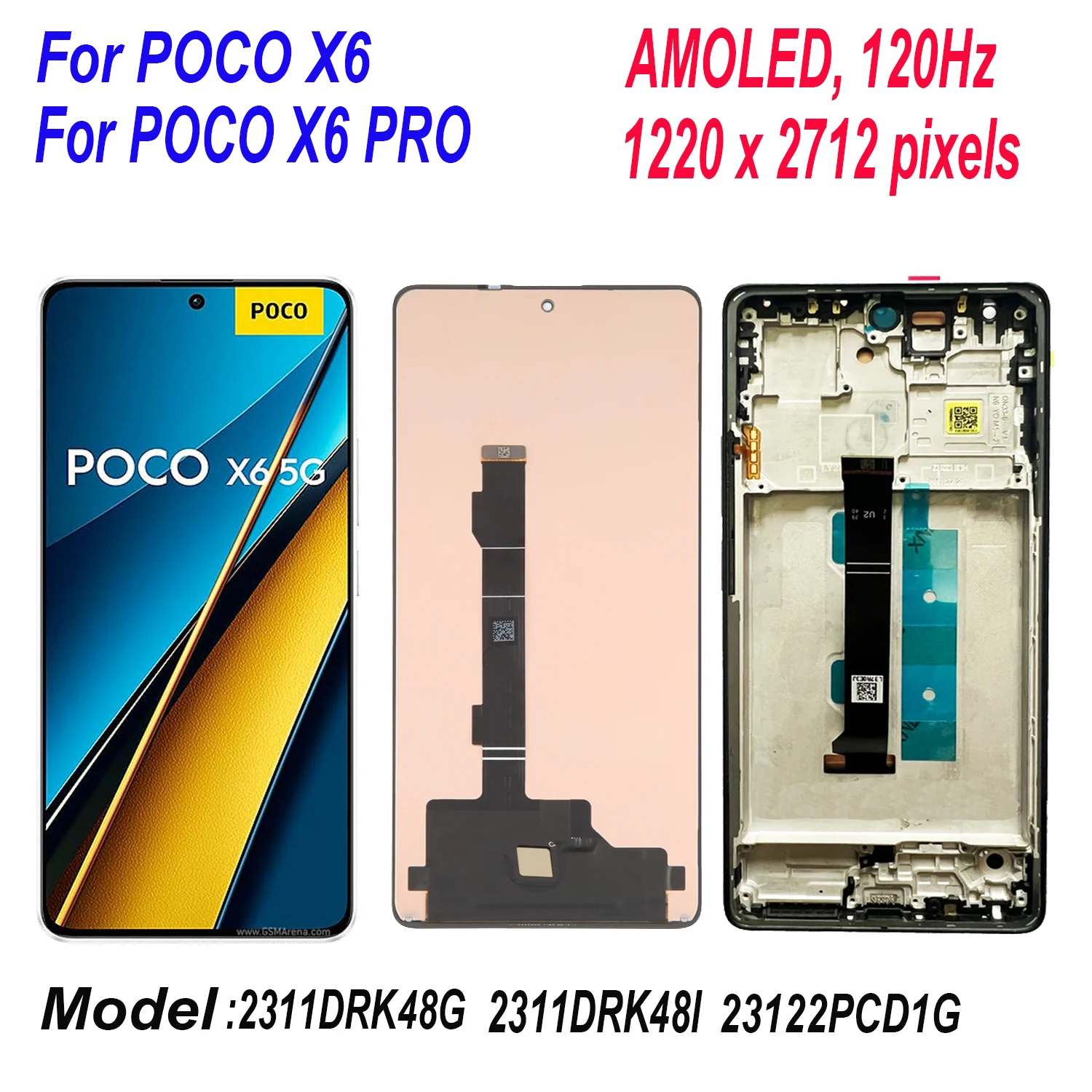 AMOLED 120HZ LCD Display Touch Screen Digitizer Glass Panel For Xiaomi Poco X6 Pro