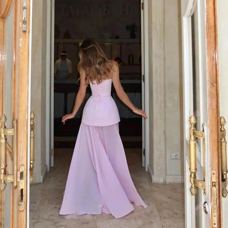 Robe de bal trapèze personnalisée, avec fente en mousseline de soie, longue robe d'été, Corset Maxi