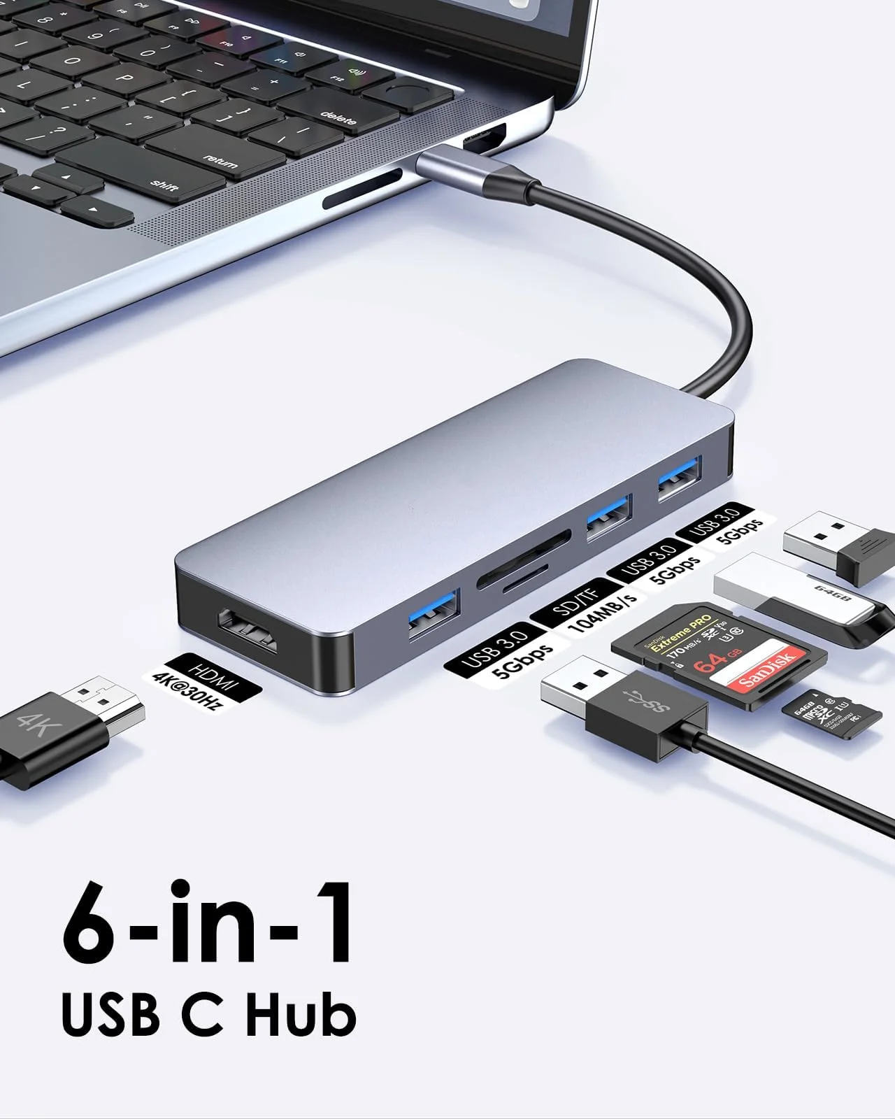 

USB-концентратор 4K, 30 Гц, Type C на HDMI