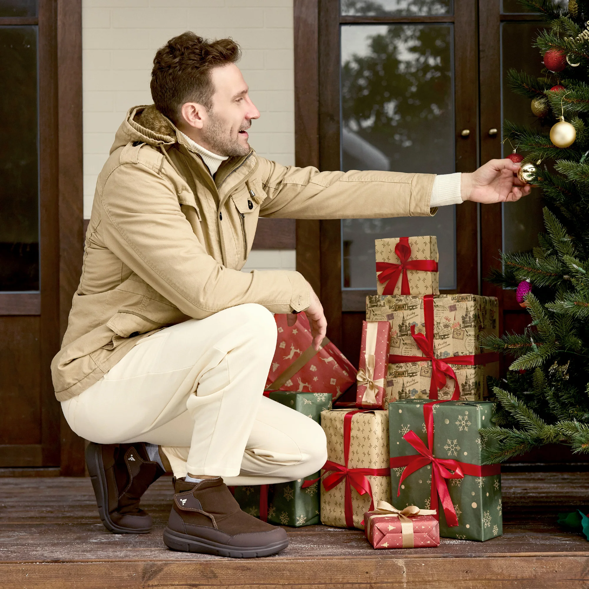 Fittington Herren Winter-Wanderstiefel, extra breite Zehenpartie, Diabetiker-Schuhe für Männer, warm gefüttert mit Fleece, lässige Wander-Schneestiefel für den Herbst – Detail 8