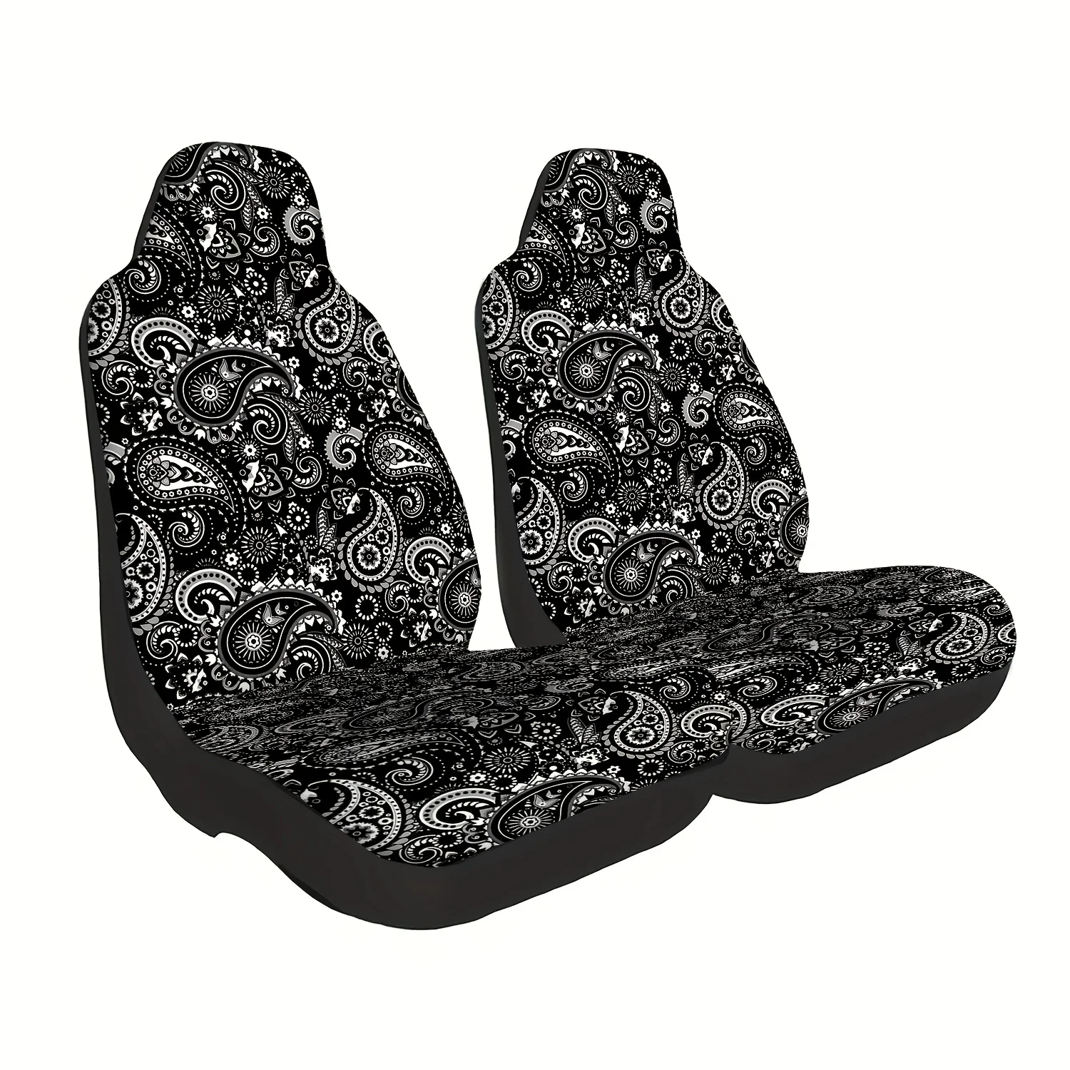 2pcs Paisley Pattern Car Seat Covers, Cute Car Interior Seat Accessories Front Seat Protectors For Cars, Trucks, Vans, SUVs, Sed