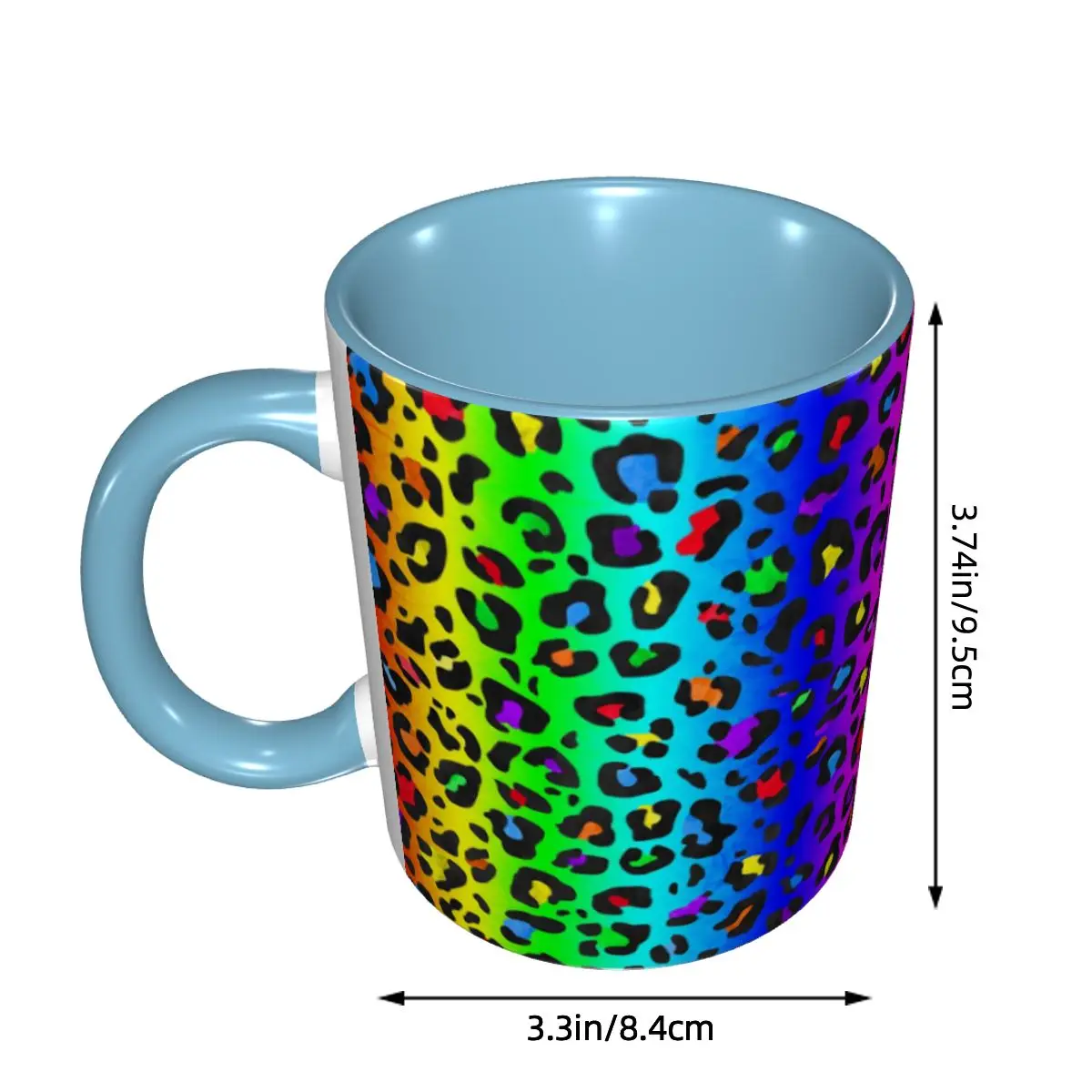 Double Rainbow Leopard Print All Over Animal Pattern Mug Ceramic Coffee Cups Tea Mugs Milk Cup Drinkware Gift for Woman Man