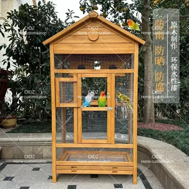 Large Outdoor Bird Cage Luxury Wooden Breeding Nest Oversized Black Phoenix Cyclone Tiger Skin Parrot Special House