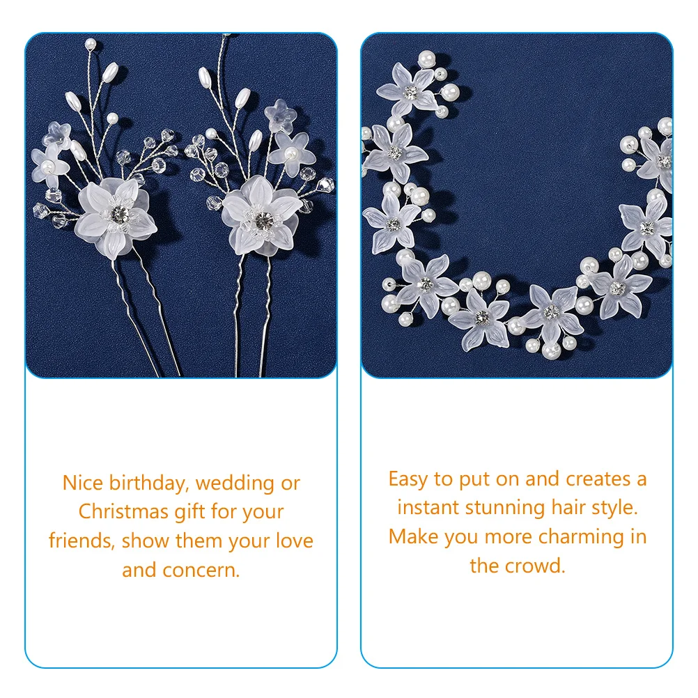 

1 set 1 Set Pearl Flower Headdress Hair Accessory For Women Wedding Bridal Banquet Party Hairpins Headband Decorative Hair Fork
