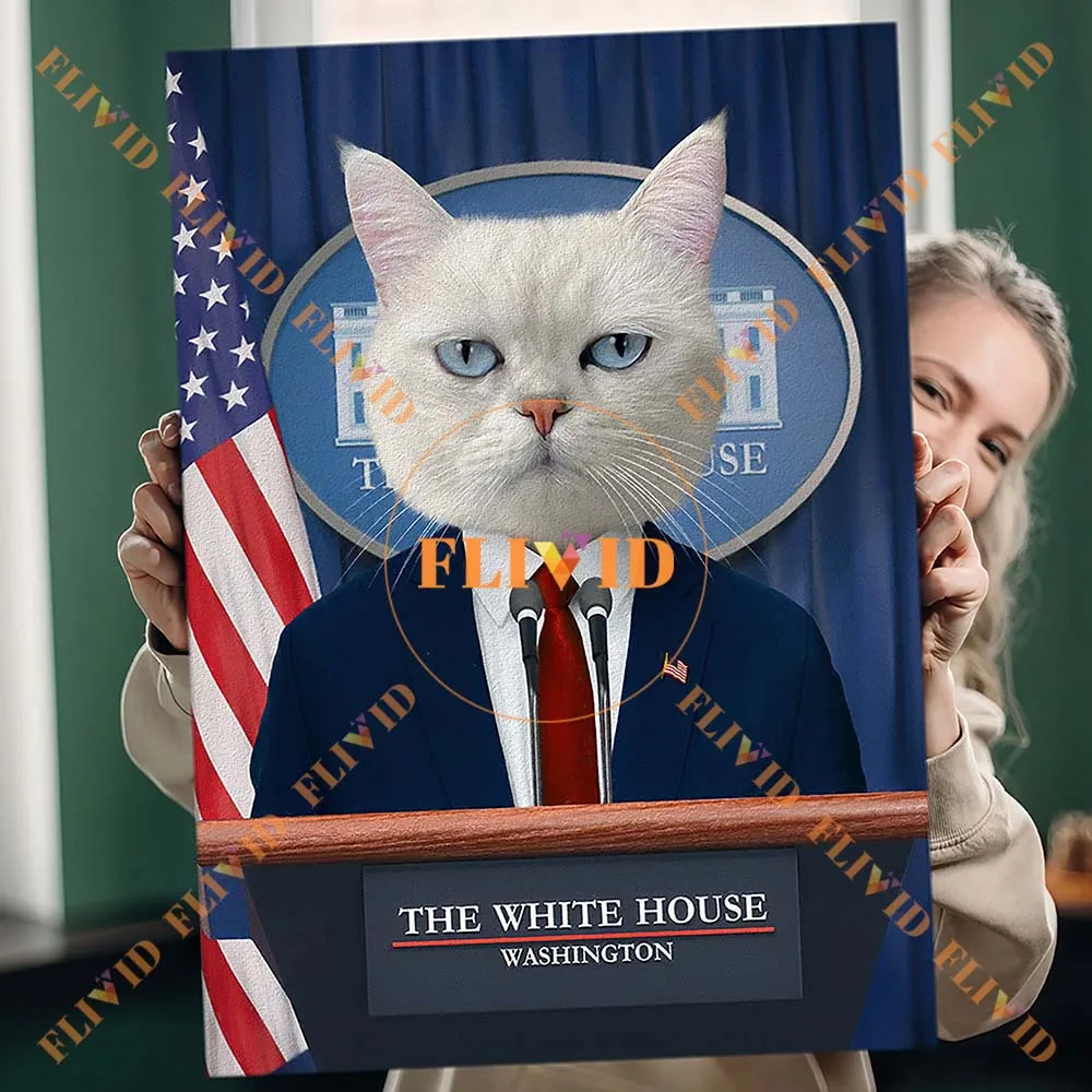 Custom President Cat Dog Animals Posters Gentleman Portrait Poster Wall Art Canvas Painting Wall Pictures For Room Unframed