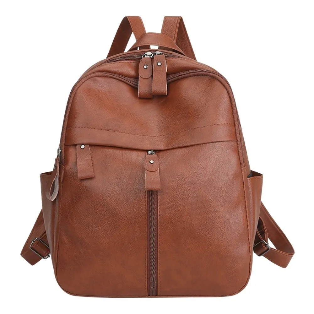 

Элегантный мягкий рюкзак из искусственной кожи с множеством карманов, однотонный, большой вместимости, школьный рюкзак, водоотталкивающий, в корейском стиле, повседневный, для мам