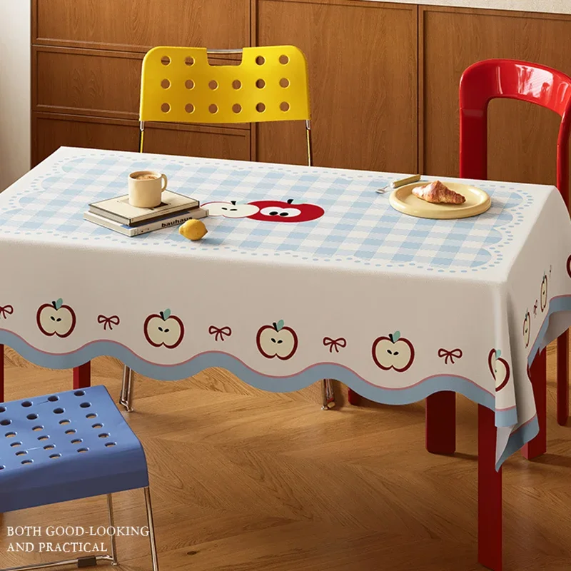 Dopamine Cartoon Printed Waterproof Tablecloth Irregular Fruit Table Cover for Party Dining Soft Dustproof Furniture Protector