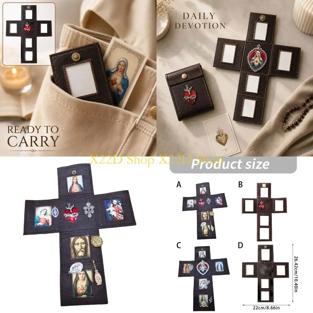 X22D Travel Devotional Pocket Shrine Case with Leather-Look Shell for Quiet Prayer, Desk Reflection, Home Use, and Daily Carry