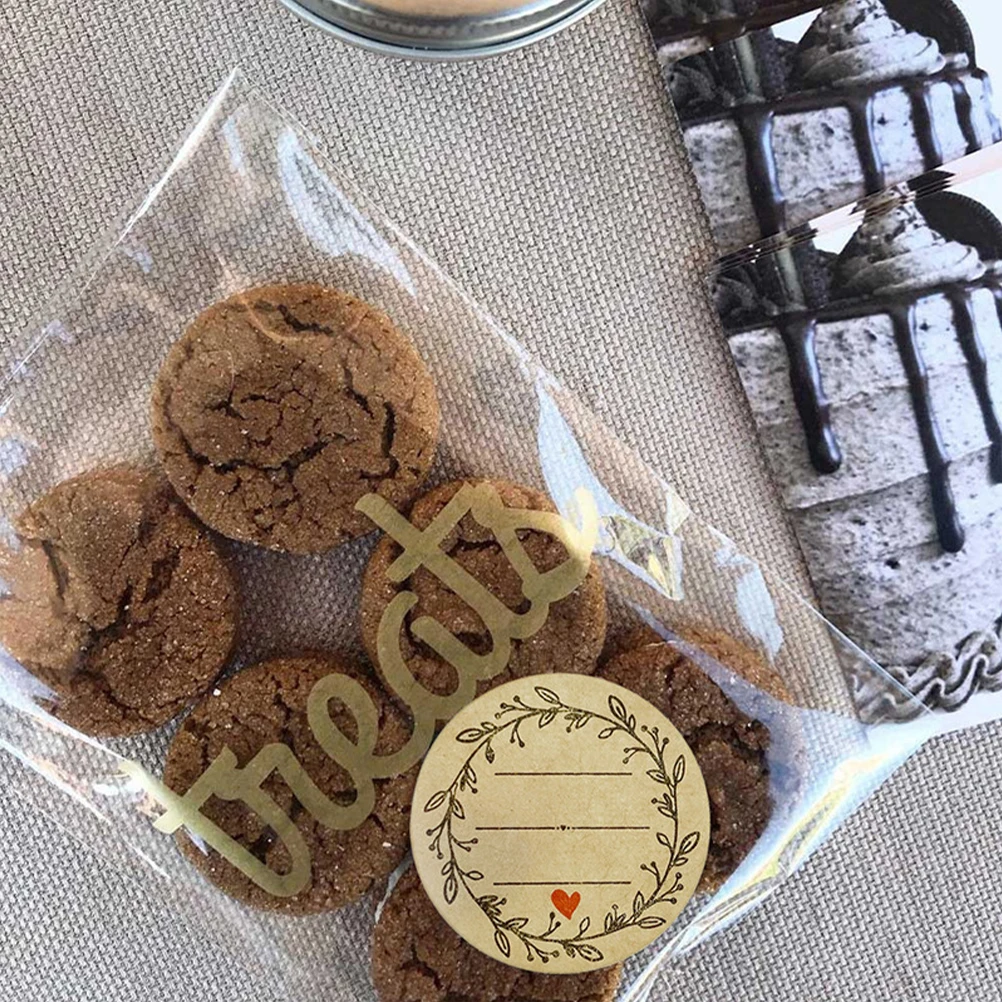 

500pcs Baking Cookie Stickers Round Kraft Paper Labels For Jars Food Containers Canning Supplies Bakery Gift Packaging Sealing