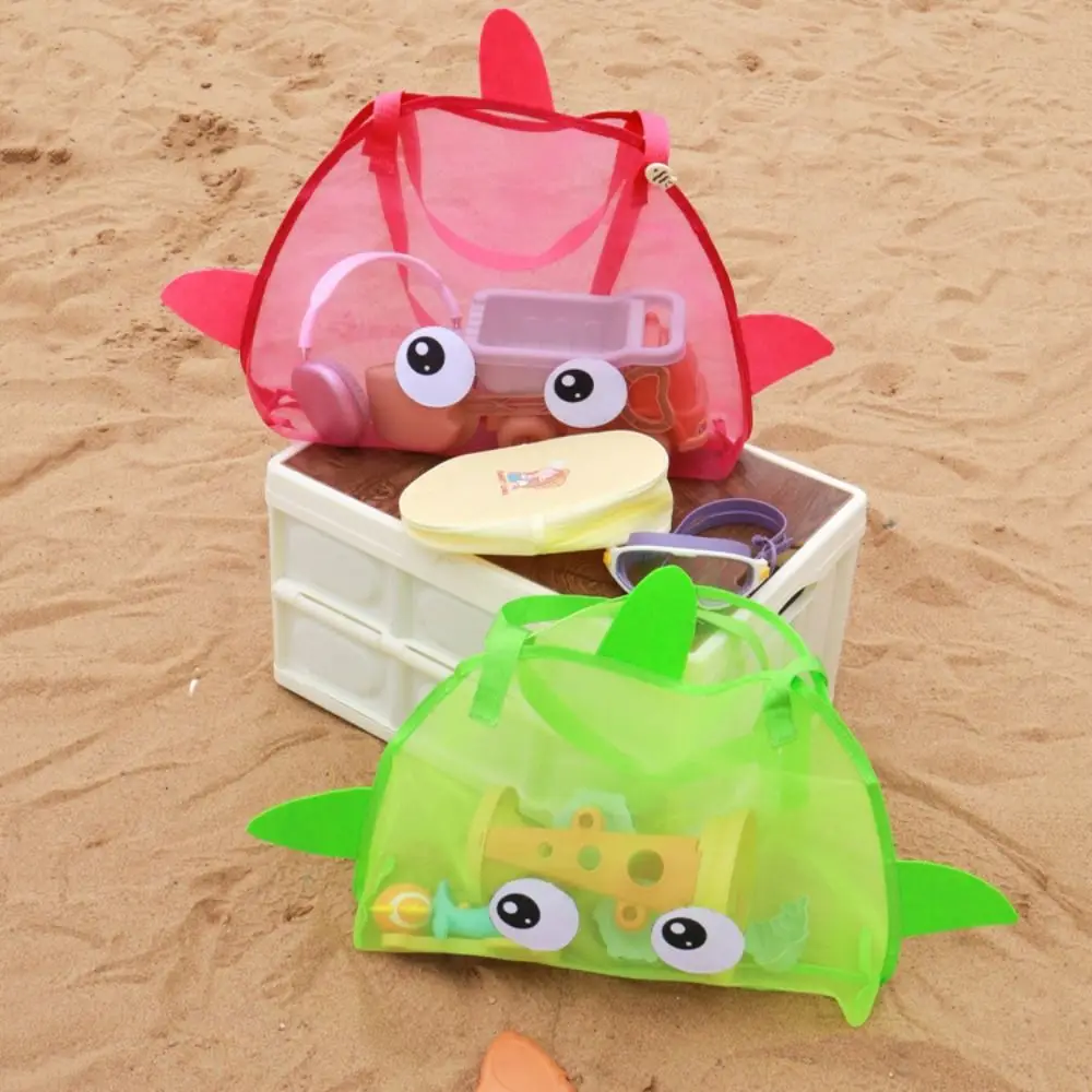 Large Capacity Summer Beach Bag Cartoon Mesh Portable Mesh Bag Handheld Lightweight Swim Toiletry Bag