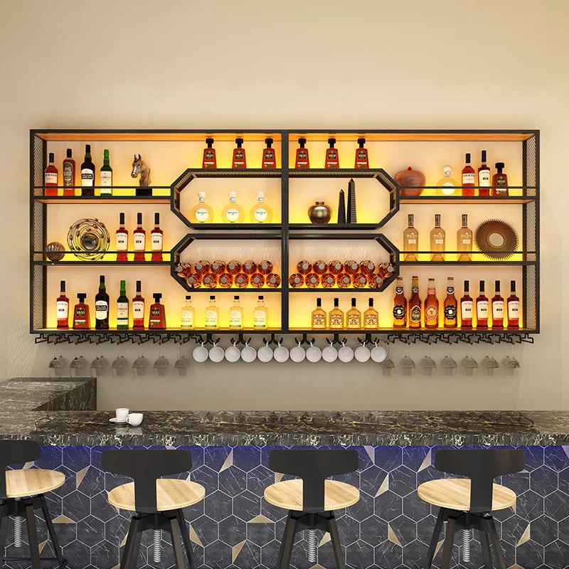 Bar Bar Bar Wine Rack Restaurant Wall Hanging Wine Cabinet Display Rack Hanging Wall Wine Cabinet Multifunctional Locker