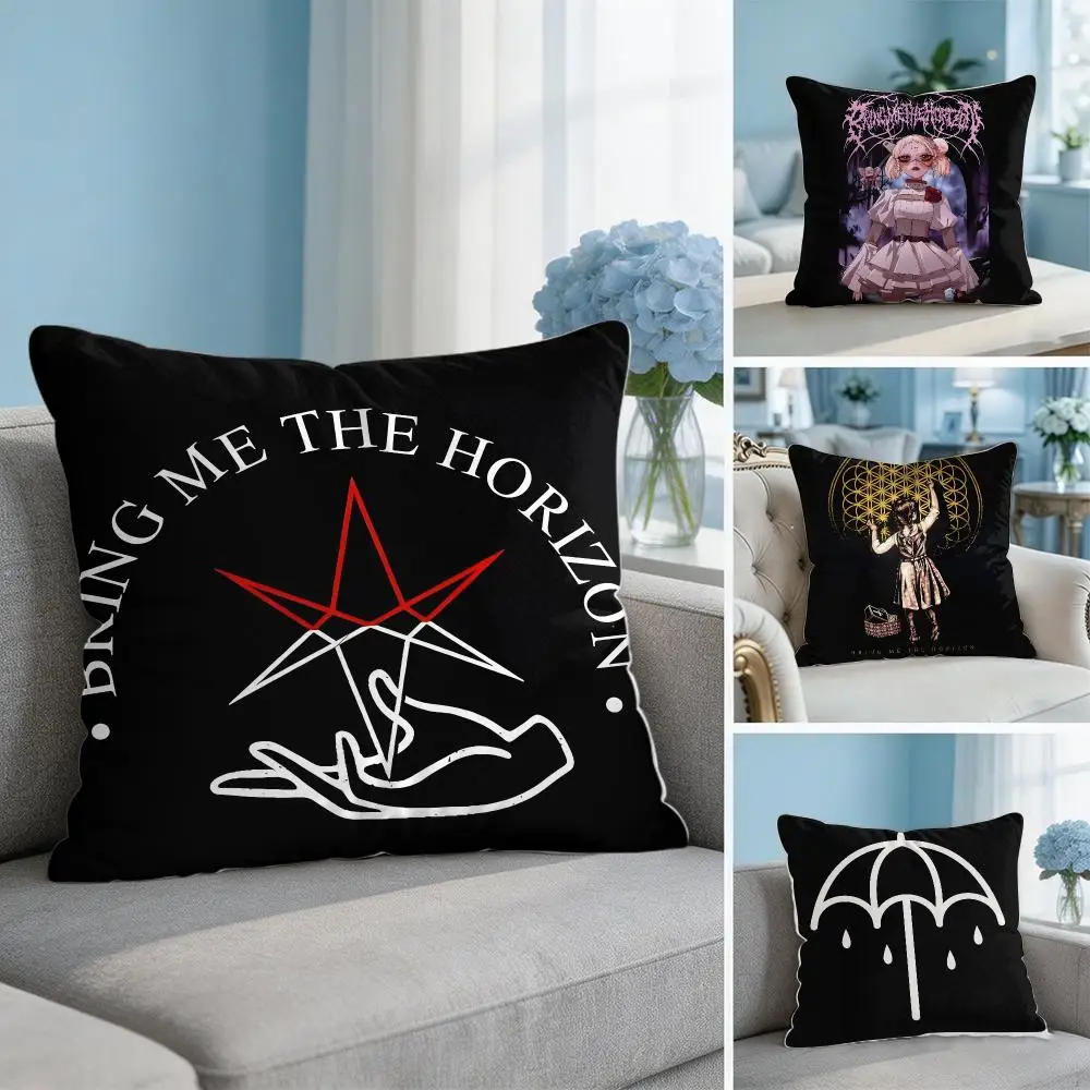 Rock Band B-Bring Me The Horizon Cushion Cover Soft Plush Throw Pillow Cover Hidden Zipper Cutecore Sofa Bedroom Home Decor